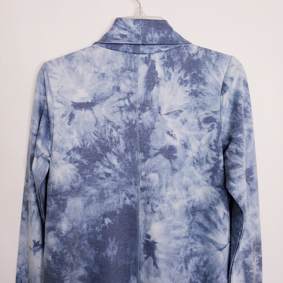 90 Degree By Reflex Shawl Collar Open Front Cardigan Size Small Tie Dye Blue - Picture 5 of 15